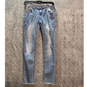 True Religion Kids Jeans Size 12 Distressed‎ Blue Denim Frayed Hem